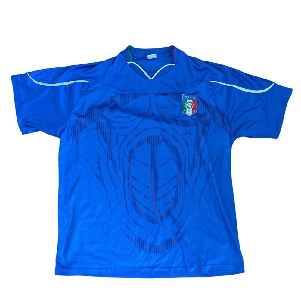 Italy National Soccer Team Jersey 2XL Blue Short Sleeve Polyester Embroidered Lo